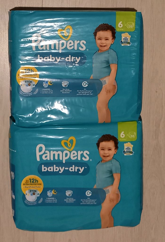 66 couches Pampers baby dry taille 6