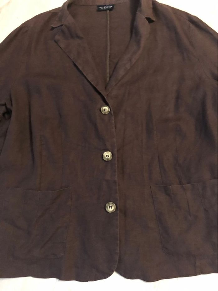 AN18- veste en 100% lin couleur chocolat T 50/52 - photo numéro 6