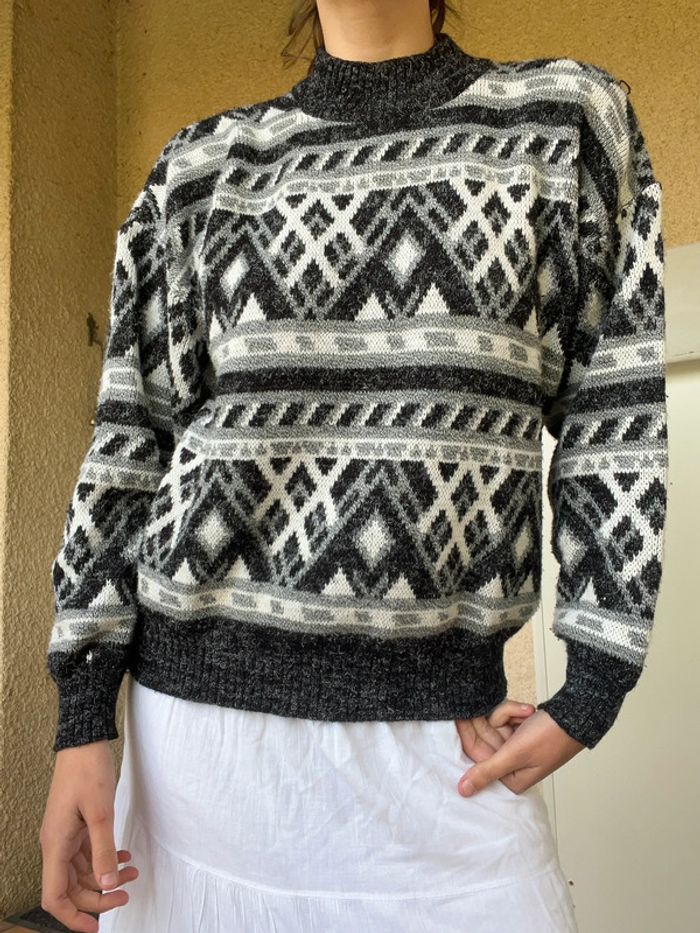 Pull montagne laine vintage bohème champêtre