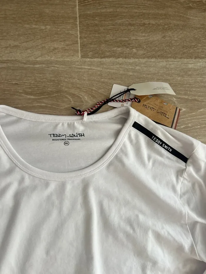 T-shirt Teddy Smith à manches longues blanc bande noir 2XL - photo numéro 2