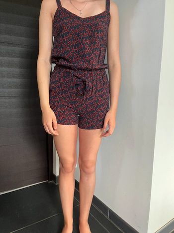 Combishort marine imprimé bordeau