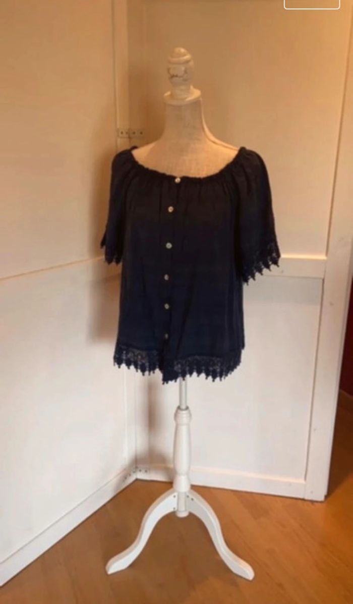 Blouse femme taille L bleu gemo comme neuve