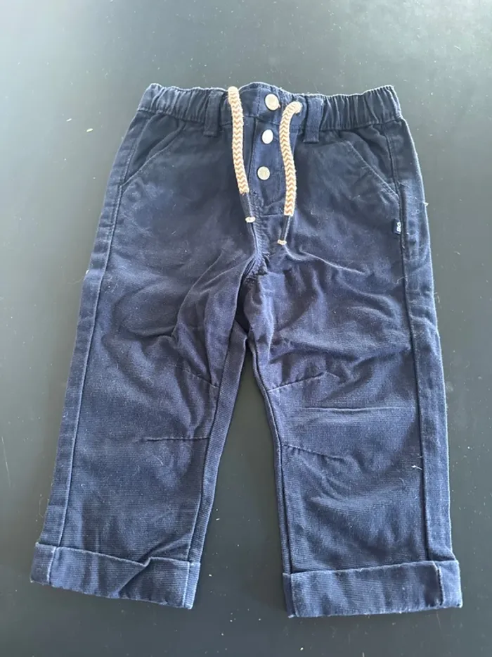 Pantalon bleu marine obaibi taille 12 mois 74 cm
