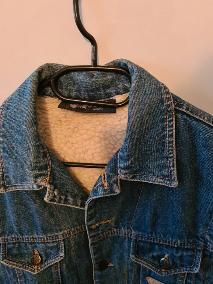 Veste jeans vintage sans manche rembourrées en laine - photo numéro 4