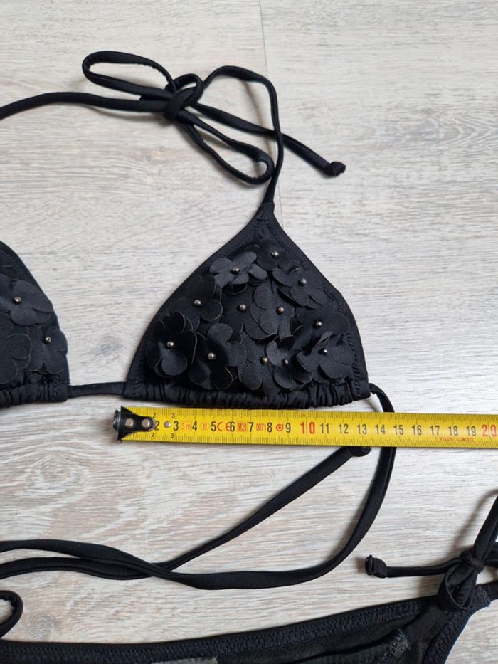 Maillot de bain noir neuf H&M avec fleurs haut 36 et bas 34 - photo numéro 8