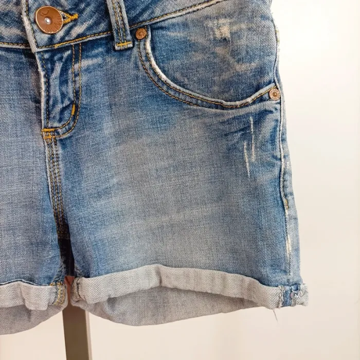 Short en jean délavé bleu clair Ltb jns T.XS coupe droite casual A922 - photo numéro 5