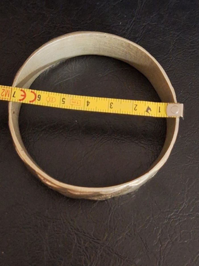 Ancien bracelet jonc en métal argenté beraber touareg - photo numéro 7