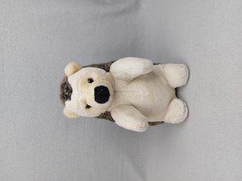 Peluche hérisson beige écru marron noir yeux durs doudou vintage 28 cm