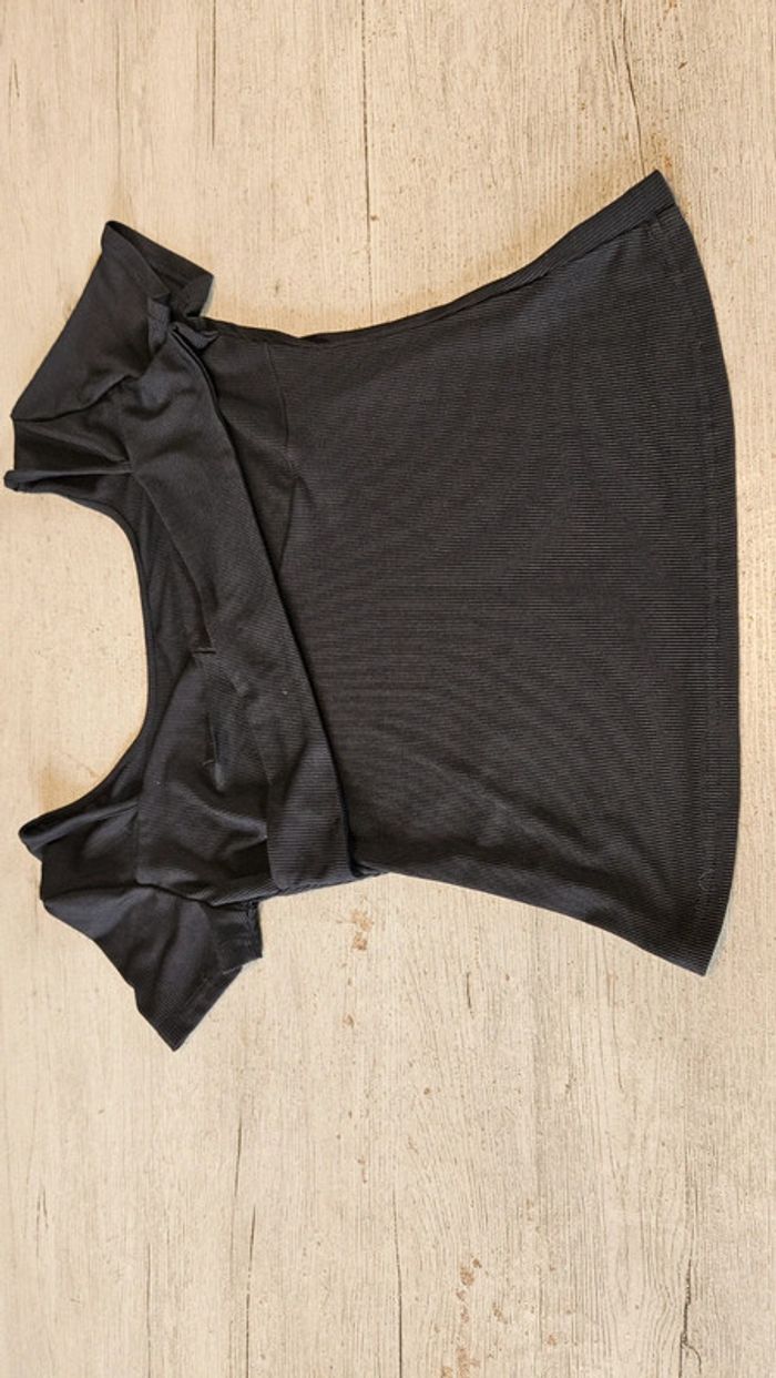 Blouse cotellée, noire à manches courtes , avec rabat, Shein, XL, nickel - photo numéro 4