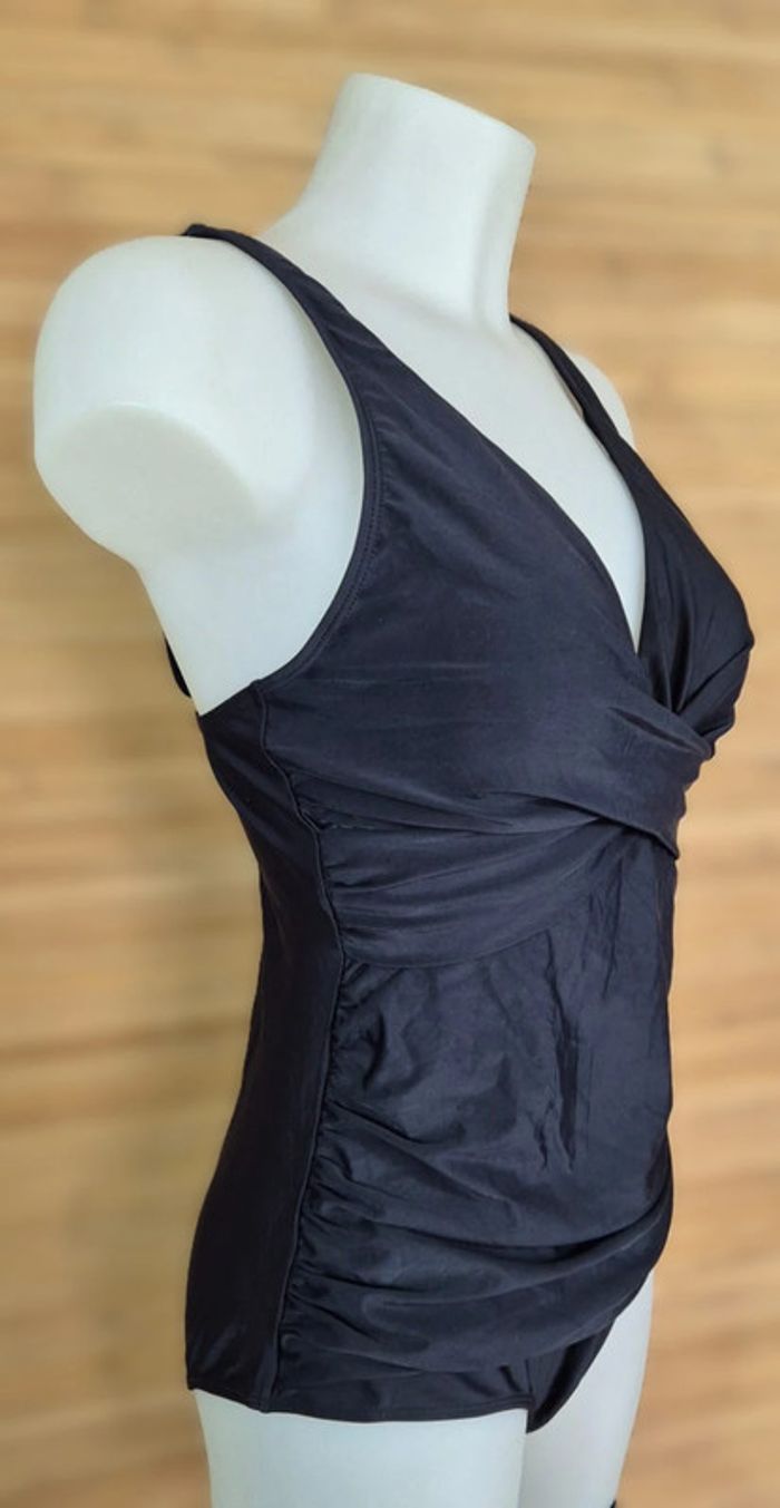 Maillot de bain noir 1 pièce pour femme taille XL tissus croisé - photo numéro 2