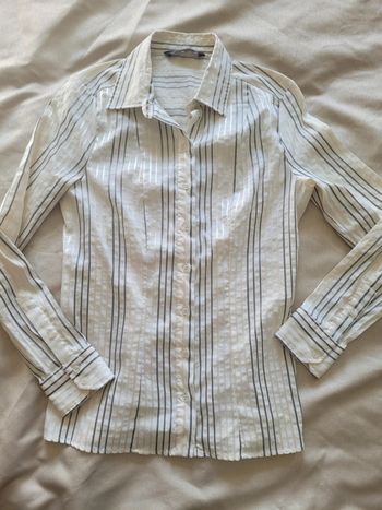 Chemise blanche à rayures gris et satiné, Burton