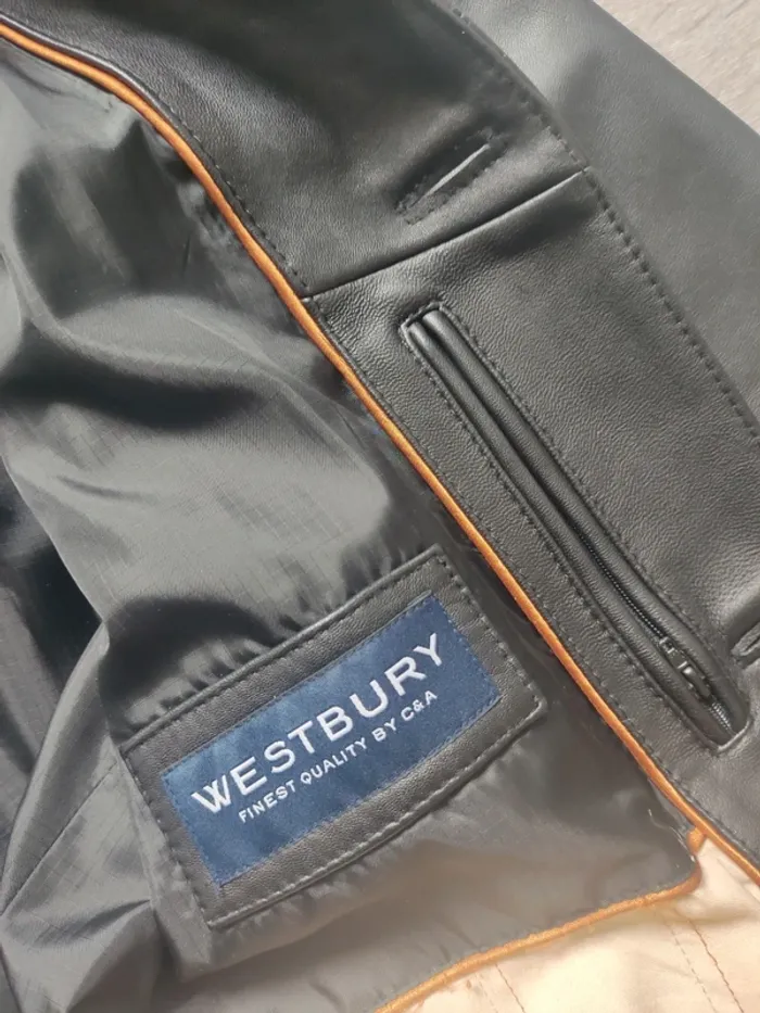 Blouson veste en cuir d'agneau noir avec poches taille 48 / XL Westbury - photo numéro 6