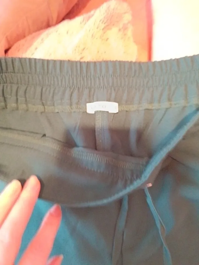 Pantalon taille élastique vert femme - photo numéro 2