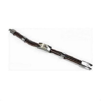 Bracelet Homme Simili Cuir, Silicone Et Métal Argenté