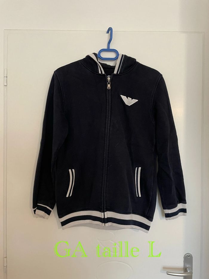 Veste homme à fermeture zip à capuche à manches longues bleu marine et blanc GA taille L