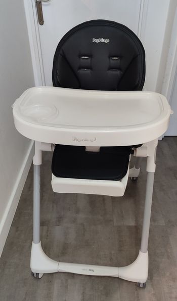Chaise haute Peg Perego - assise cuir noir
