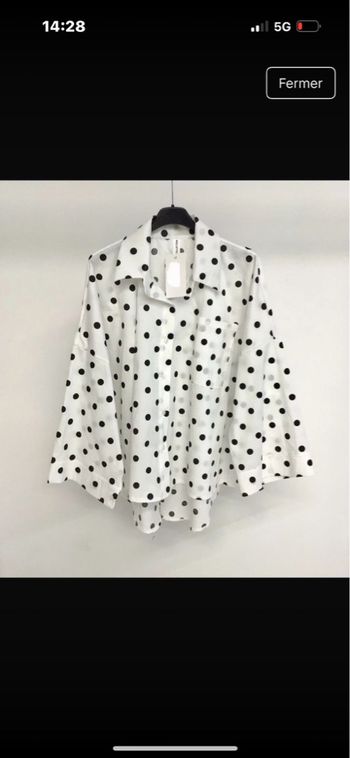 Chemise blanche  à pois noir oversize – style tendance