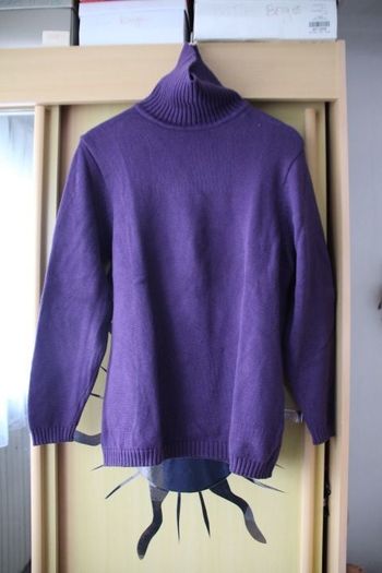 pull col roulé violet