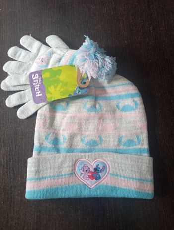 Bonnet et gants Stitch 3/6 ans