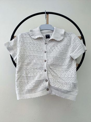 24 mois 2 ans Teeshirt a col maille crochet crème Kiabi 