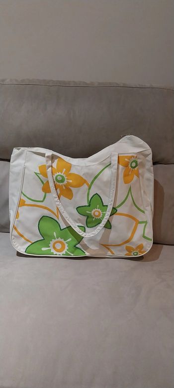 Sac de plage blanc à fleurs