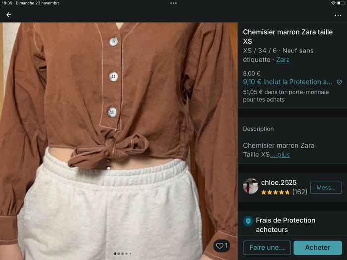 Chemisier Zara Xs - photo numéro 3