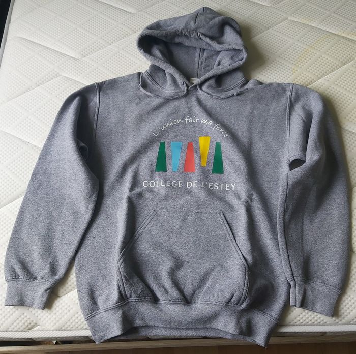 Sweat à capuche gris 14 ans