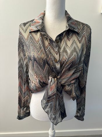 Chemisier bariolé multicolore et doré Vintage T42 XL