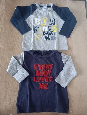 Lot de 2 t-shirts manches longues 6 mois