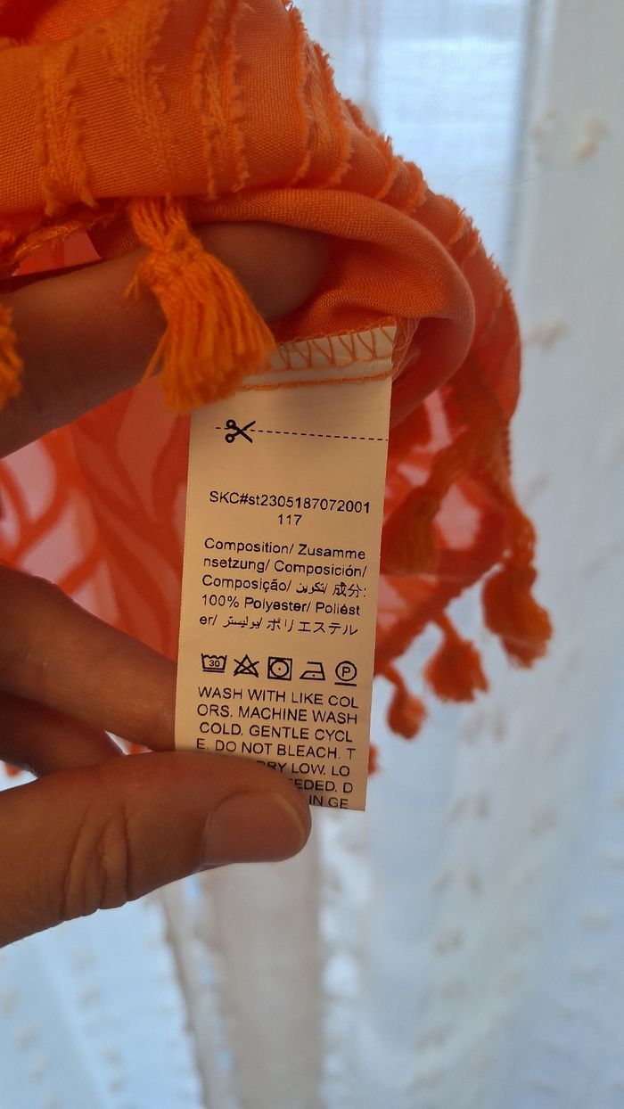 Kimono de plage orange à fermeture portefeuille - photo numéro 6