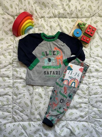 pyjama 2 pièces en coton gris et marine 18/24 mois primark
