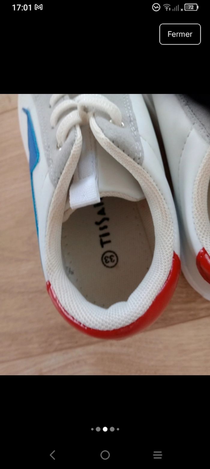 Baskets blanches style éclair 33 mixte c 80 - photo numéro 5