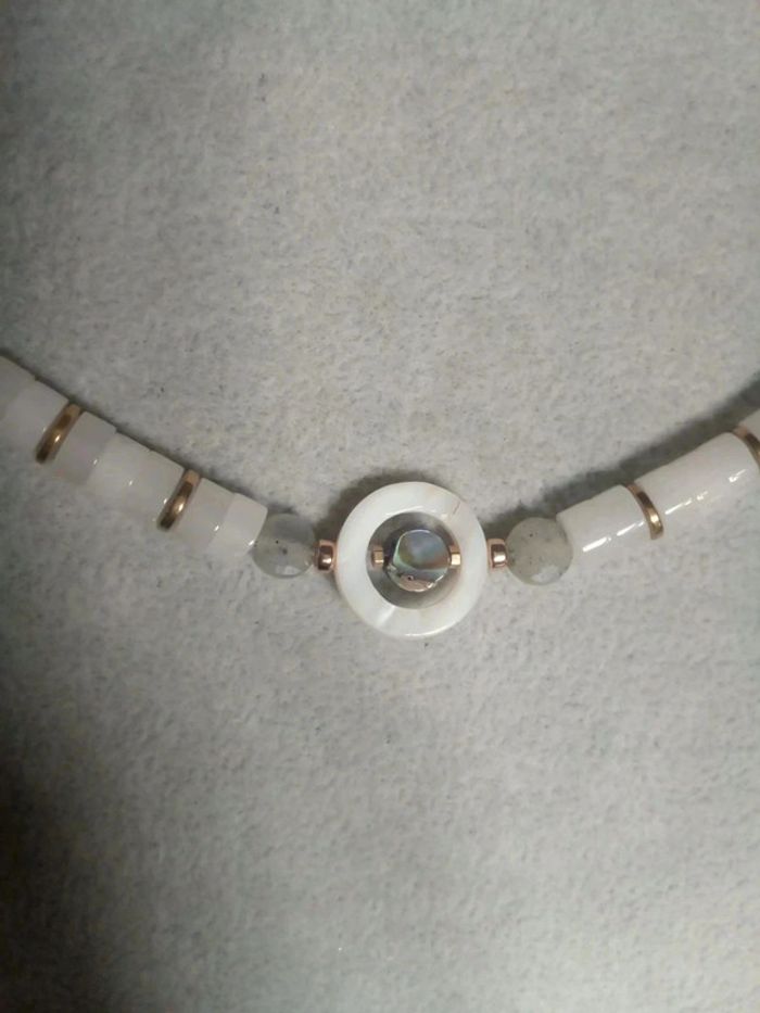 Collier jade blanche et labradorite - photo numéro 3