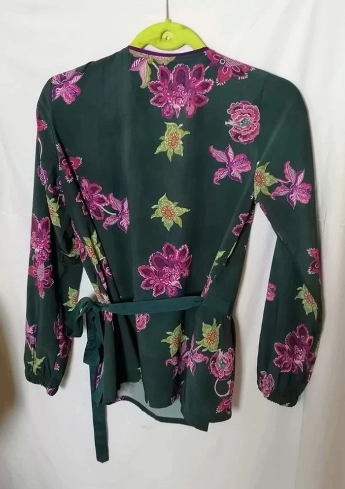 Top haut cache-coeur vert bouteille violet B.Young - photo numéro 13