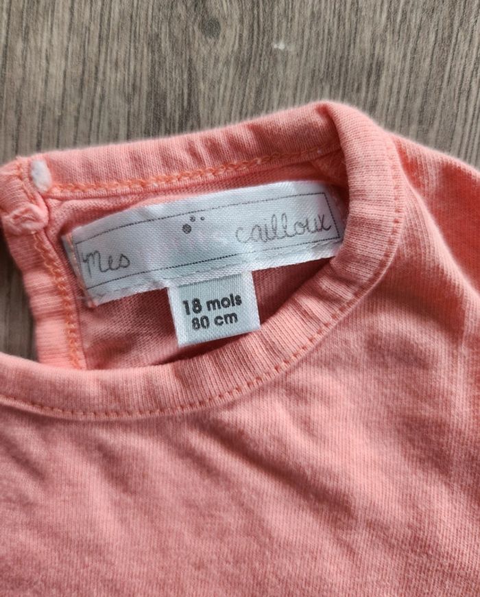 T-shirt rose corail fille 18 mois - photo numéro 3