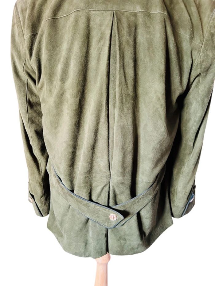 🌲Veste blazer cuir daim vert sapin vintage autrichien trachten suede leather blazer🌲 - photo numéro 11