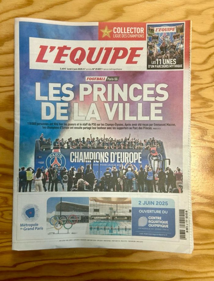 Lot L’équipe Collector 2 Juin + Hors série 4 Juin PSG Ligue des Champions - photo numéro 3