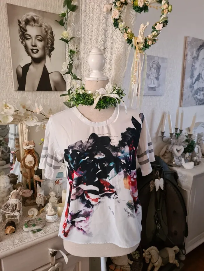Blouse Blanche imprimée Zara Taille M