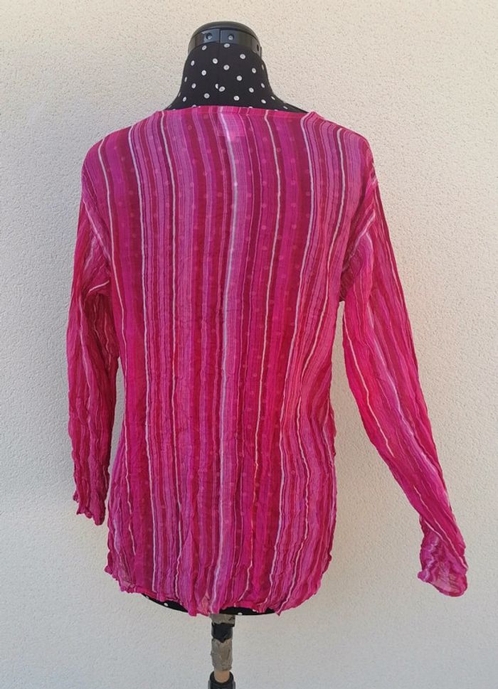 Blouse transparente rose fushia rayures Taille M Coline - photo numéro 4