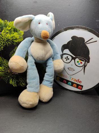 doudou peluche souris bleu beige marron gund doudou pantin Rat Inc Griffen 