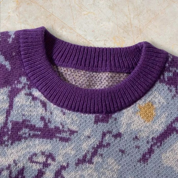 Knit Arbre Sweater Y2K Vintage Oversized 90s Taille S – Crewneck Old School Americain Streetwear - photo numéro 2