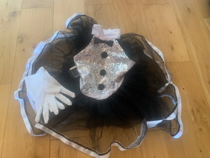 Robe de danse avec gants blancs 5-6ans - photo numéro 2