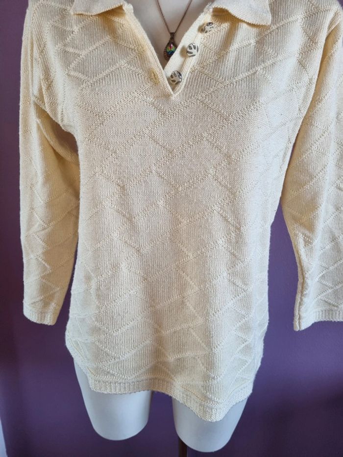 Pull jaune pâle vintage - photo numéro 9