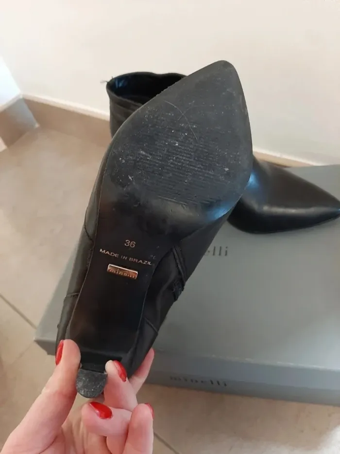 Bottines à talon noir à zip minelli taille 36 - photo numéro 3