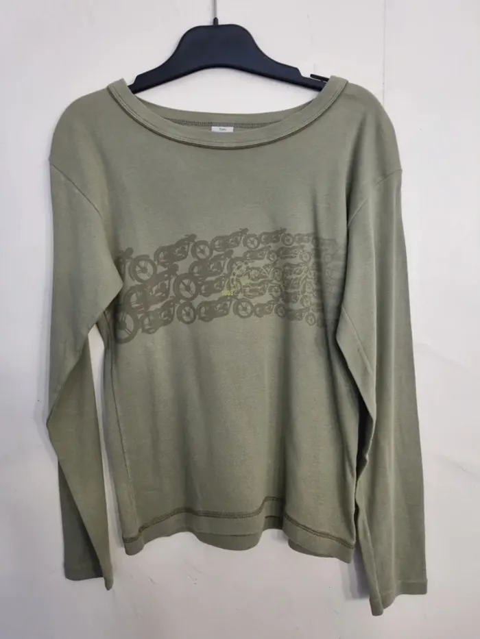 T-shirt à manches longues garçon - Taille 12 ans - Petit Bateau - Vert - photo numéro 2
