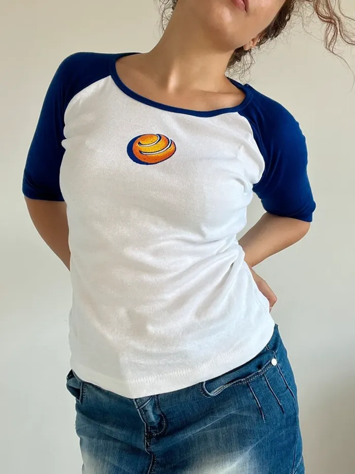 T-shirt vintage années 90 Orangina blanc et bleu taille S 🍊