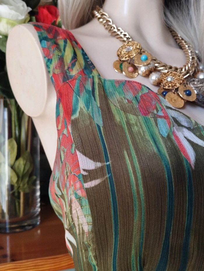 🐝Robe d'Été Imprimé Floral & Froufrous Toscane T44+🐝 - photo numéro 4