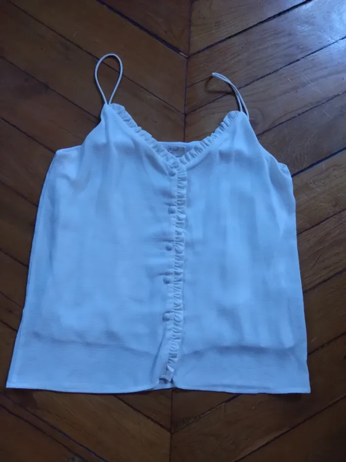 Débardeur caraco Y Coo XS 34 blanc style bohème chic