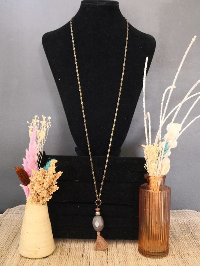 Sautoir chaîne torsadée et perles à facettes - photo numéro 2