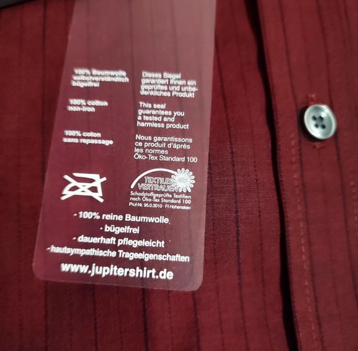 Chemise manches longues bordeaux 100% coton, taille XL, Jupiter - photo numéro 4